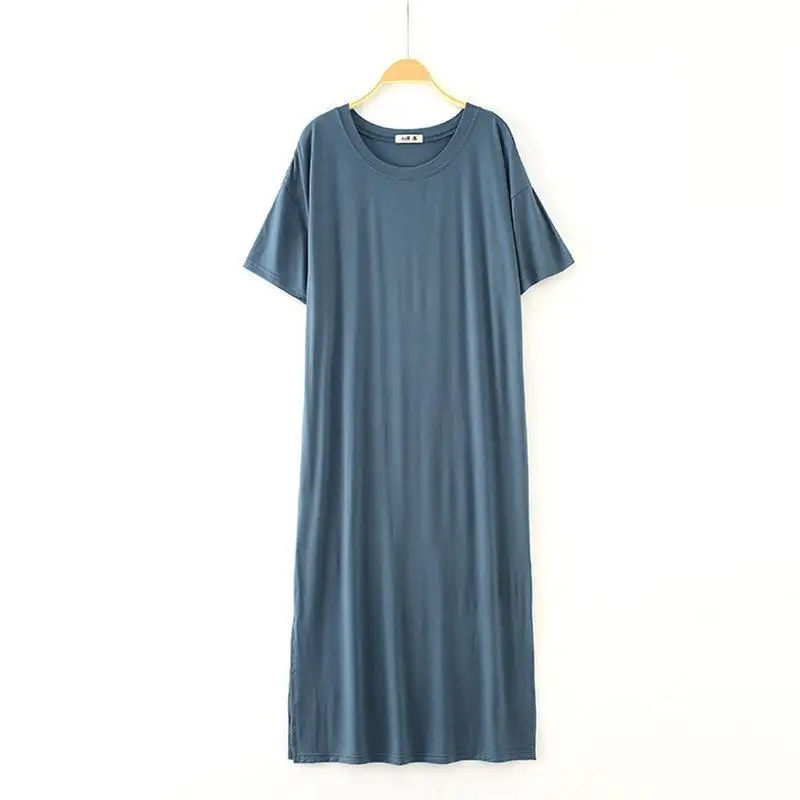 Летние Модальные ночные халаты больших размеров для женщин пижамы короткий рукав ночное платье сексуальное длинное неглиже свободная ночная рубашка - Цвет: Color 9