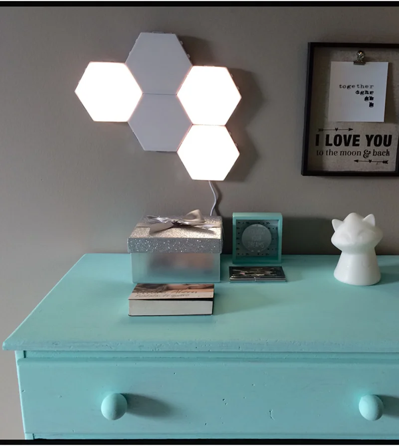 Sensível à Luz da Noite Toque Modular Hexagons Magnéticos Decoração Criativa Parede Lampara Quantum Lâmpada Led Hexagonal Lâmpadas Diy 14 Cheap Luzes noturnas