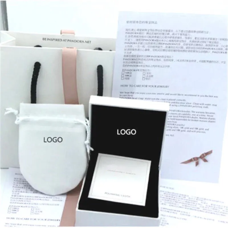 

Papper Pandora Packaging Box Set Fine Jewelry Display Bag Ring Bracelet Earrings Necklace Gift Velvet Box For Europe DIY Jewelry
