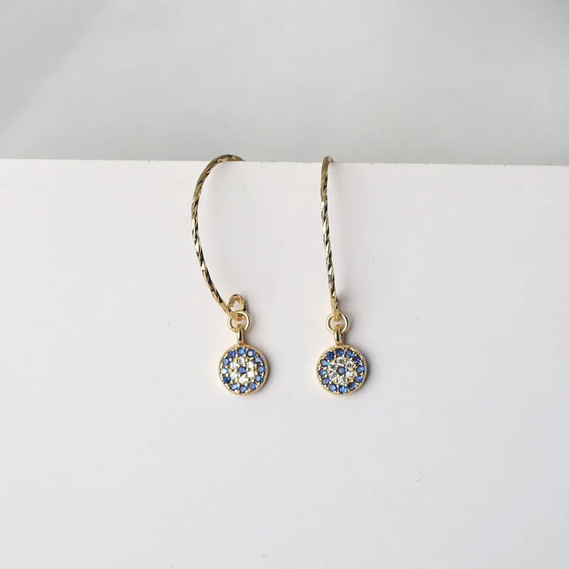 

New Real 925 Sterling Silver Drop Earrings Fine Turkish Jewelry Evil Eye Cubic Zirconia Dangle Drop Earrings Fashion Jewelry