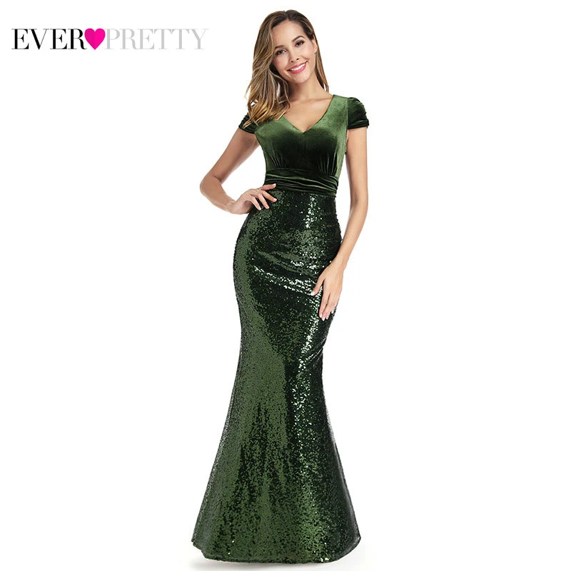 Длинные вечерние платья-русалки Ever Pretty, бордовое платье с V-образным вырезом, без рукавов, EZ07767, лето - Цвет: EP00922DG-Dark Green