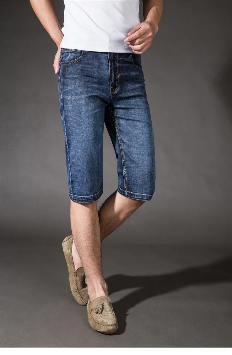 VROKINO Новое поступление Лето для мужчин шорты для женщин прямые джинсы мужской бай Mu XL синий, синий серый пять очков Джинс