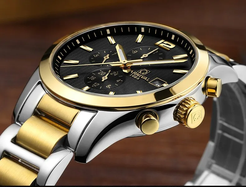 Carnival Watches Automatic Mechanical Watch Gold-Plated and Stainless Steel Two-Tone Male Watch Sports Dive Watches Four colors