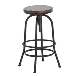 Регулируемая высота металла Винтаж барный стул из дерева Топ промышленные сиденья кухня обеденный стул трубы стиль барные стулья мебель