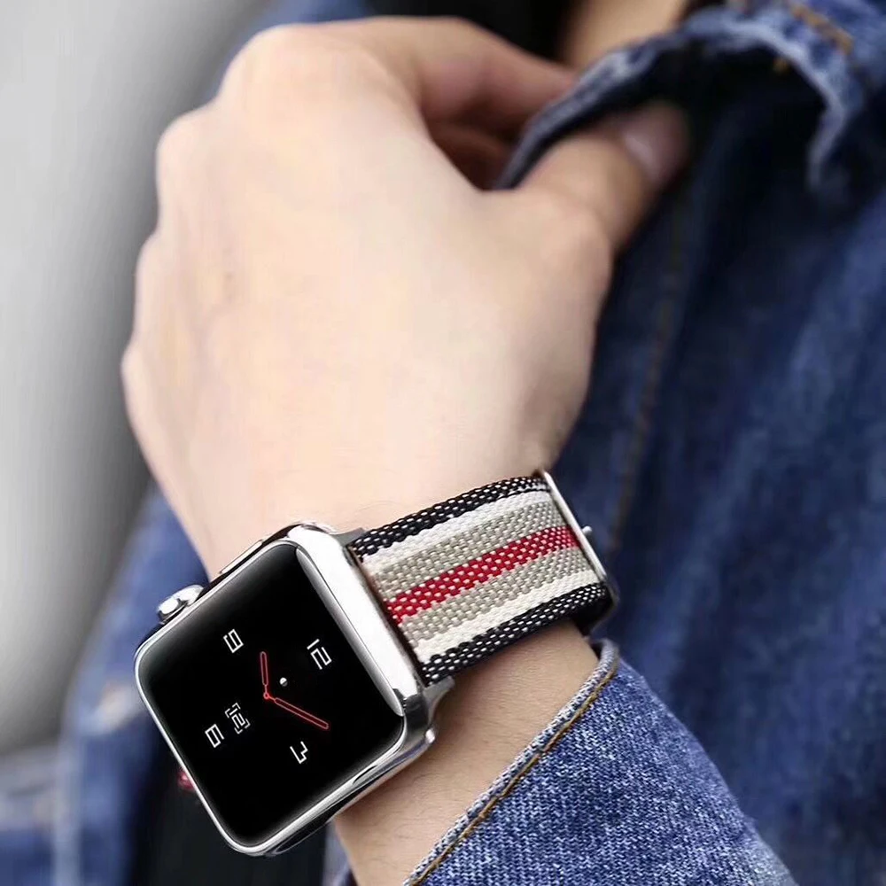 Нейлоновый кожаный ремешок с рисунком флага для Apple Watch 38 мм 42 часов iWatch 40 44