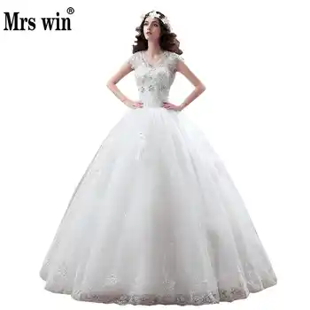 New Arrive Korean Style Large Size Wedding Dress Lace Embroidery Wedding Dress Custom Made Size 002