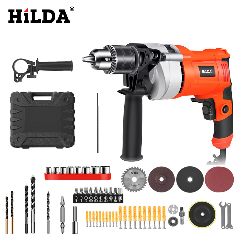 Comprar Taladro eléctrico HILDA Impact con martillo rotativo eléctrico con BMC y 5 uds. Accesorios taladro de impacto taladro eléctrico
