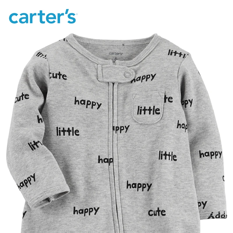 Милые лозунги zip front мягкий хлопок медведь footies цельный Carter's одежда для