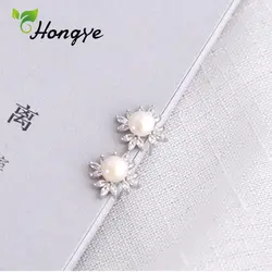 Hongye для девочек классические серьги-гвоздики Модные украшения снежный цветок формы Настоящее серебро серьги-гвоздики стильный дизайн Для