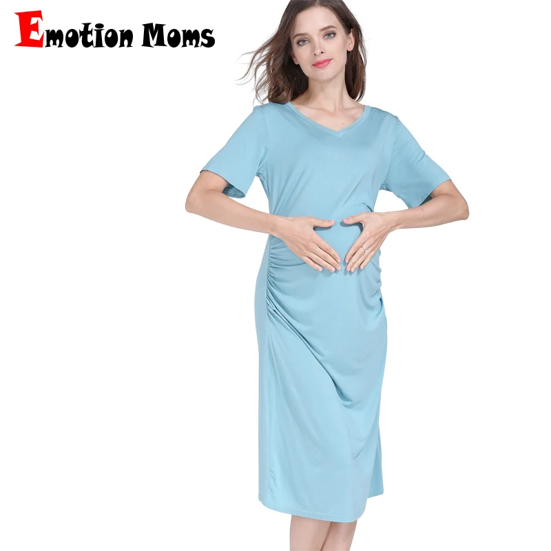 

Emotion Moms Solid Summer Maternity Dresses Plus Size Pregnant Dress Pregnancy Middle Dress Gravida Dresses for Pregnant Women