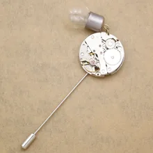 Watch Clock Movement Steampunk Bulb Lapel Stick Collar Pin Tie Hat Scarf Badge Broches TEA PARTY Anime Men Jewelry 2018
