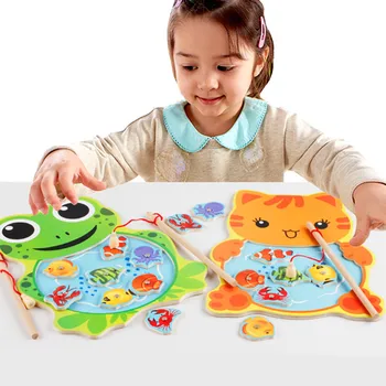 

Baby learning education montessory Toys Wooden Magnetic Fishing Toy Set Fish Table Game Fishing Toy Child Birthday Gifts