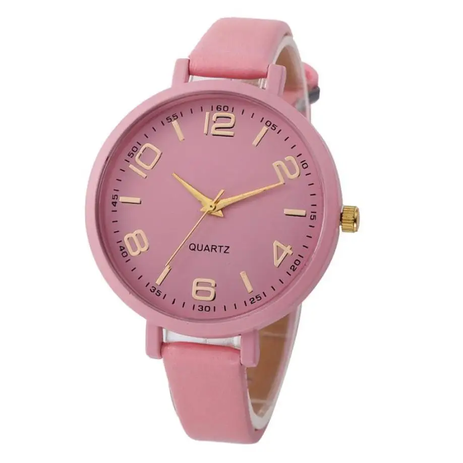 Geneva модные женские часы повседневные часы с кожаным ремешком женские кварцевые аналоговые часы подарок на день Святого Валентина montre femme L40 - Цвет: Розовый