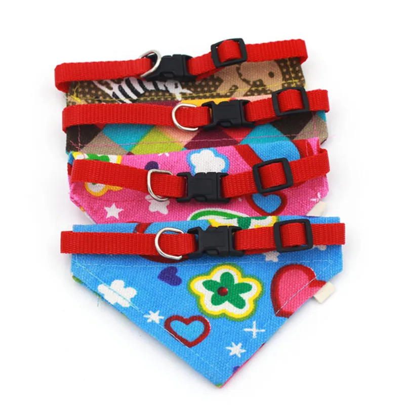 Dog Collar Scarf Canvas Adjustable Pet Dog Puppy Triangular Printed