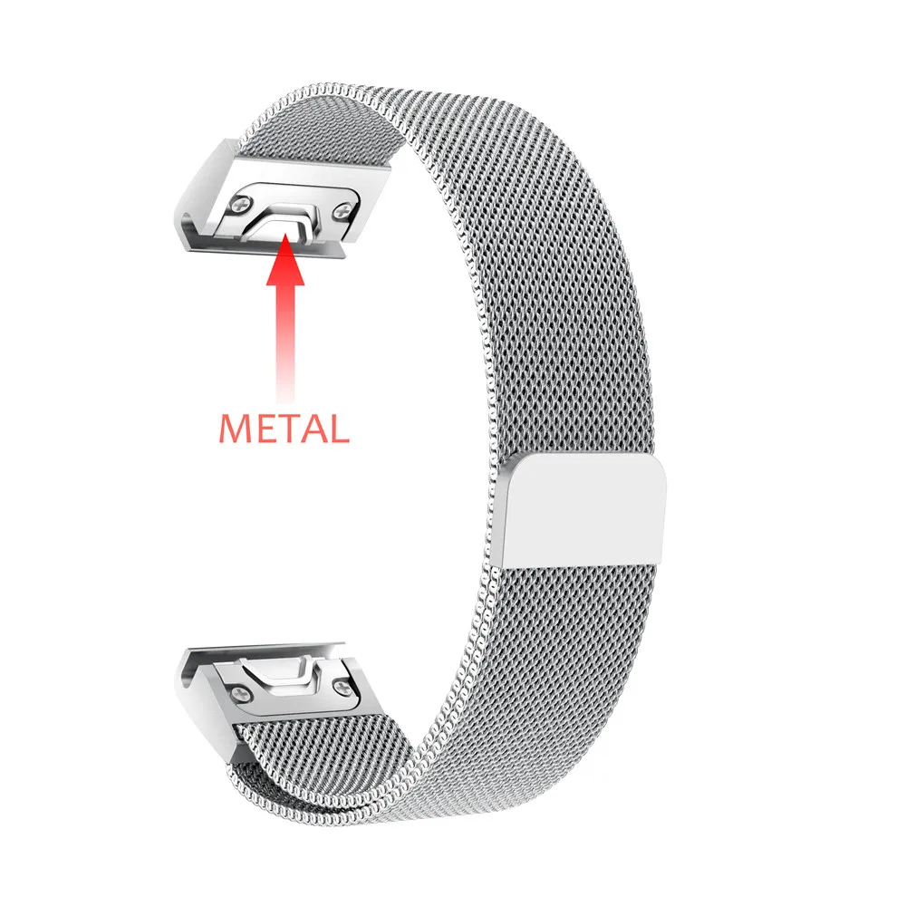 

26mm Quick Fit Metal Stainless Steel Watch Band Strap Bracelet for Garmin Fenix 5X Plus/Fenix 3/3 HR/D2/Descent Mk1 Smart Watch