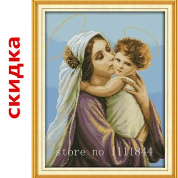 

Golden panno,Needlework,Embroidery,DIY Portrait Painting,Cross stitch,kits,11ct mom and child Cross-stitch,Sets For Embroidery