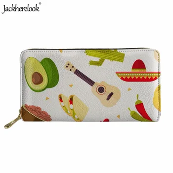 

Jackherelook Mexican Food Taco Pattern Female Long Leather Purse Women's Zipper Wallet Waterproof Brand Design Coin Card Holder
