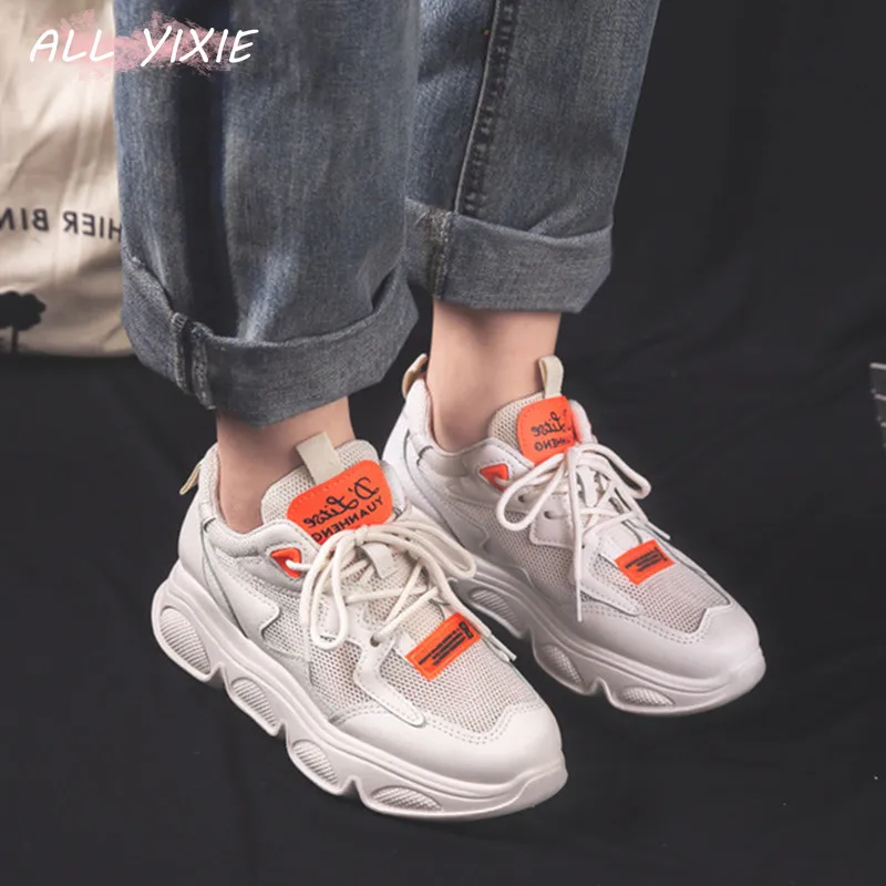 

ALL YIXIE2019 Spring and Summer New Fashion Women's Shoes Mesh Breathable Sports Women's Shoes Casual Wild Thick-soled Old Shoes
