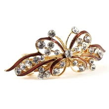 HTHL! коричневые бабочки Пластиковые Стразы Декор заколка для волос для дам