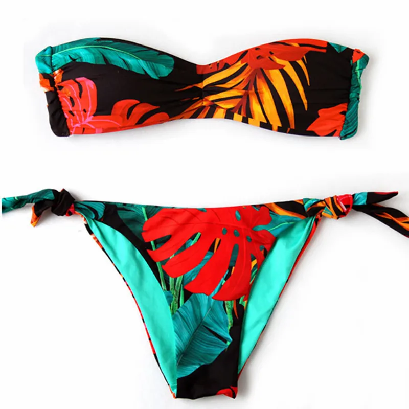 Wadw Sea 2017 Sexy Bandeau Biquini Women Swimwear Print Brazillian