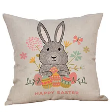 Happy Easter Pillow Cases Linen Sofa Cushion Cover Home Decoration Festival Rabbit Throw Pillows cojines decorativos para sof#07 Happy Easter Pillow Cases Linen Sofa Cushion Cover Home Decoration Festival Rabbit Throw Pillows cojines decorativos para sof#07