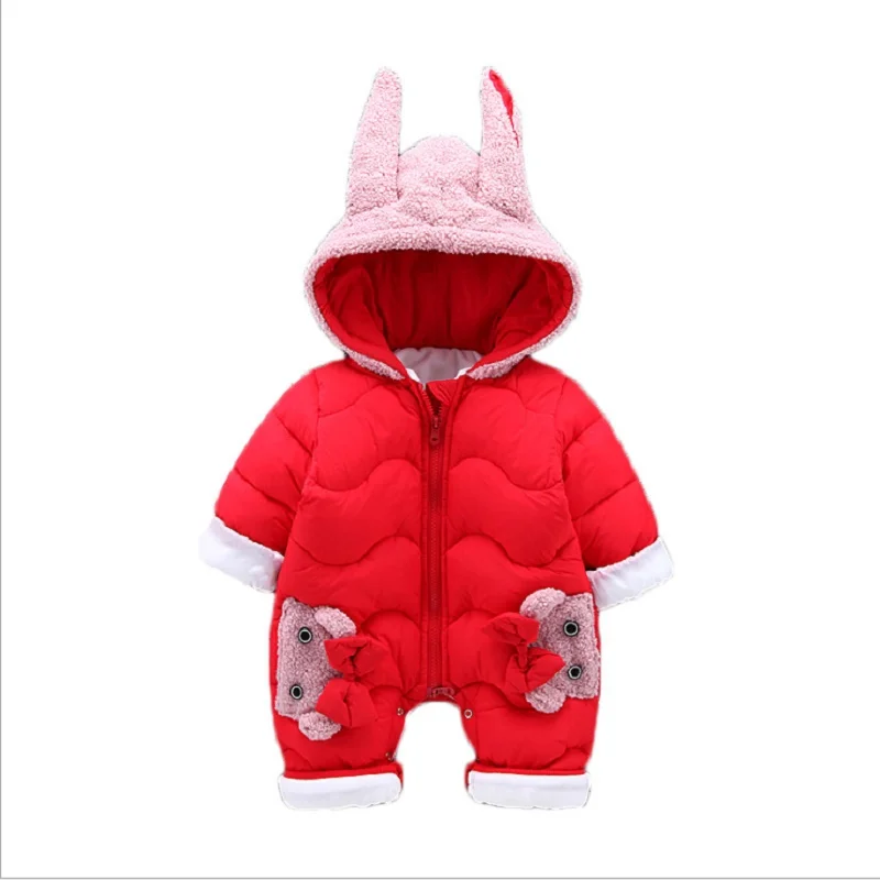 

Winter Baby Jumpsuit Newborn Boy Girl Rompers Outwear Clothes Long Sleeve Romper Thick Warm toddler Hooded Snowsuit