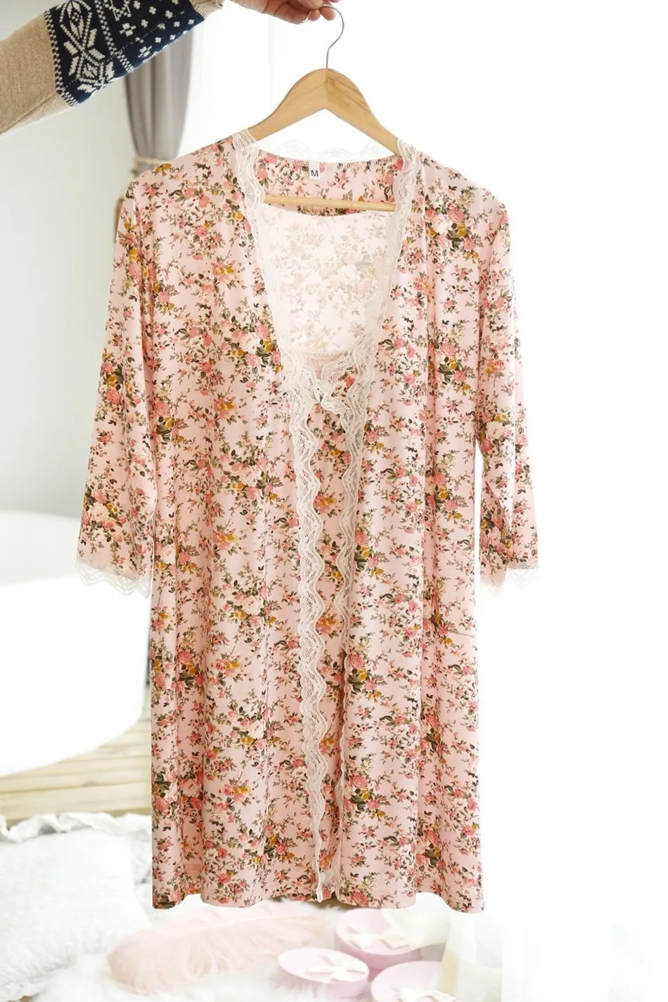 Пикантный женский ночной халат из двух предметов,, г., хлопковая миниатюрная ночная рубашка принцессы с цветочным рисунком цена, Лидер продаж
