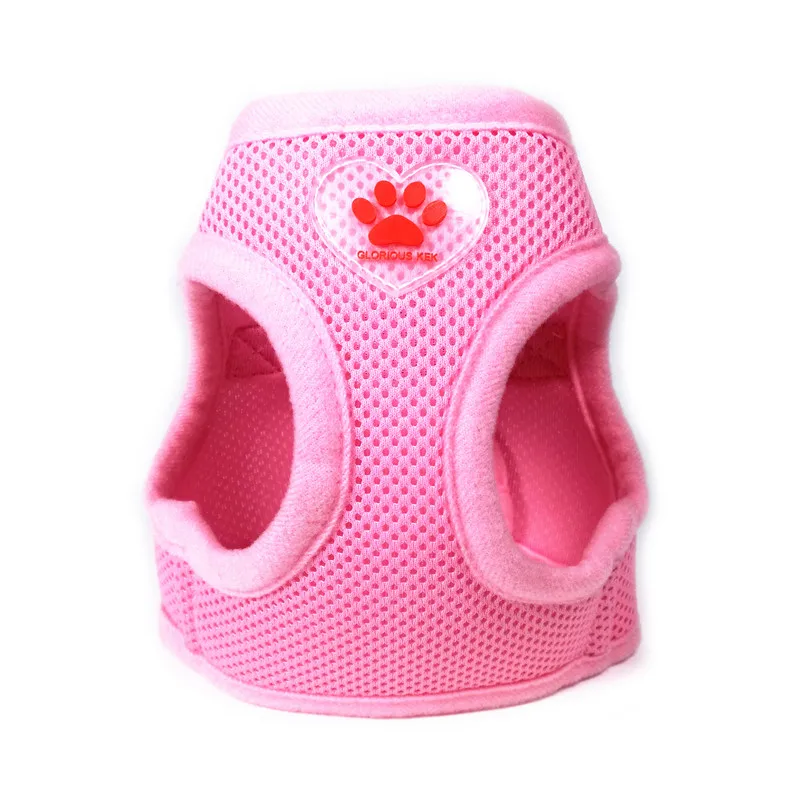 Дышащий поводок для собак Мягкая сетка для домашних животных жилет для маленьких средних собак Одежда для Йорка Чихуахуа бульдог грудь регулируемый пояс - Цвет: pink collar