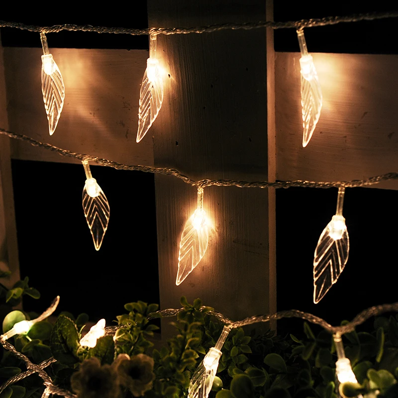 Novelty LED Tree Leaves Battery Operated String Fairy Lights for Christmas party Wedding Home Decor Garland Decorations