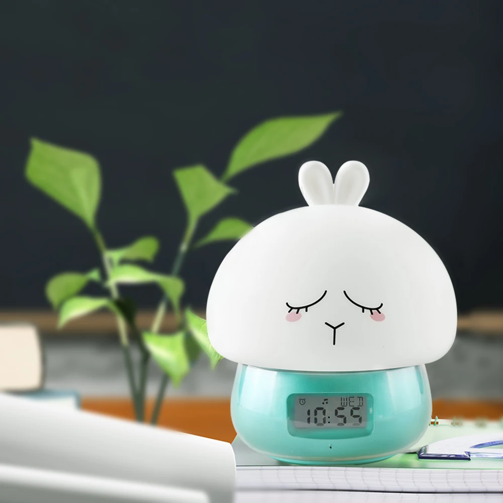 SuperNight 2 in 1 Rabbit LED Night Light with Alarm Clock Remote Touch Sensor Colorful USB Silicone Children Kids Bedside Lamp (24)
