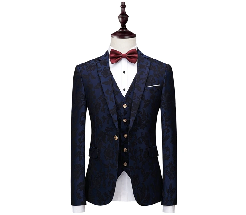 Plyesxale мужской костюм из 3 предметов цветочный Terno Masculino Slim Fit Мужские костюмы дизайнерские синий бордовый Свадебный костюм элегантное платье Q172