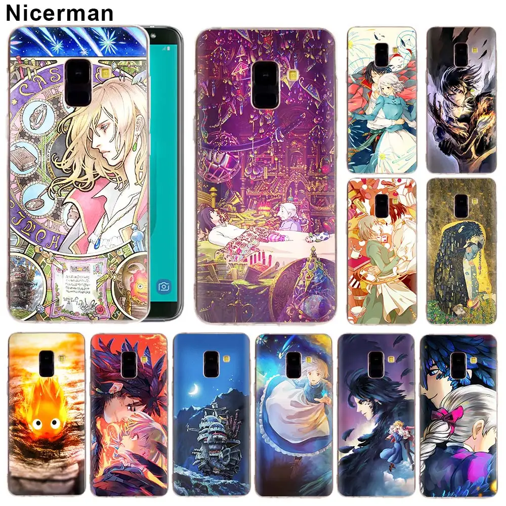

Soft Silicone Case for Samsung Galaxy J8 J6 J4 Plus 2018 A50 A70 A80 Note 8 9 TPU Cover Howl's Howls Moving Castle Clear TPU Cap
