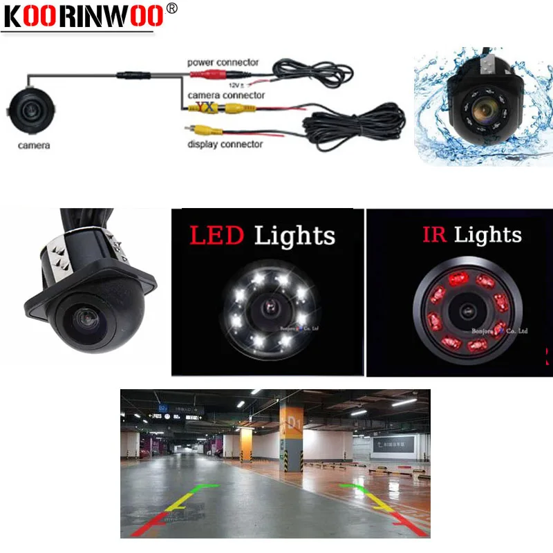 

Koorinwoo Punch Invisible Infrared Night Vision Car Rear View camera LED Lights Car Parking Assistance Reversing Cam 20mm Backup