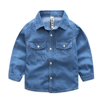 

Spring Autumn Fashion Denim Children Outerwear Baby Boys Pure Cotton Long Sleeved Denim Shirt Coats Kids Cowboy Jacket Clothing
