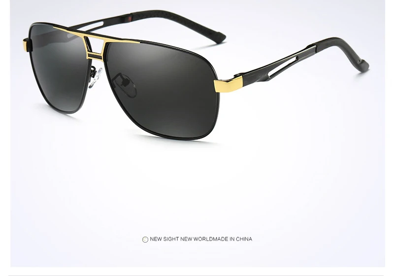 Мужские очки пилота для вождения, модные солнцезащитные очки с двойным мостом UV400, дизайнерские HD поляризованные солнцезащитные очки - Цвет линз: Gold