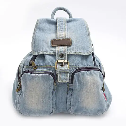 Лидер продаж Для женщин рюкзаки для девочек подростков Винтаж джинсовые сумки рюкзак школьный рюкзак дорожная сумка feminina рюкзак - Цвет: light blue