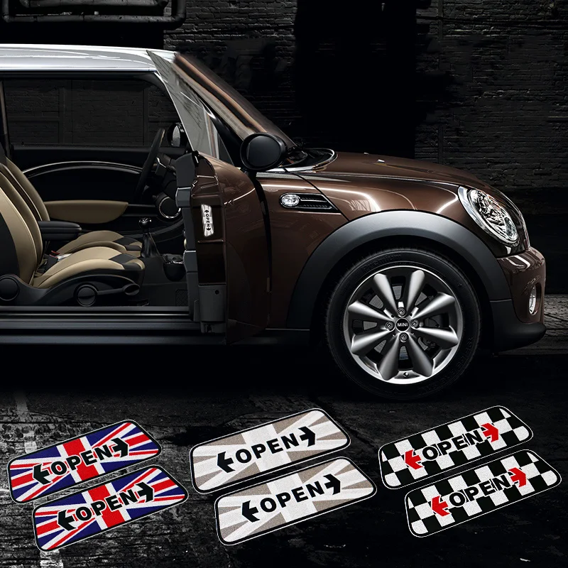 

4pcs Reflective Car Door Open Safety Warning Stickers For Mini Cooper One S JCW R56 R55 F56 F55 F60 R60 Styling Accessories