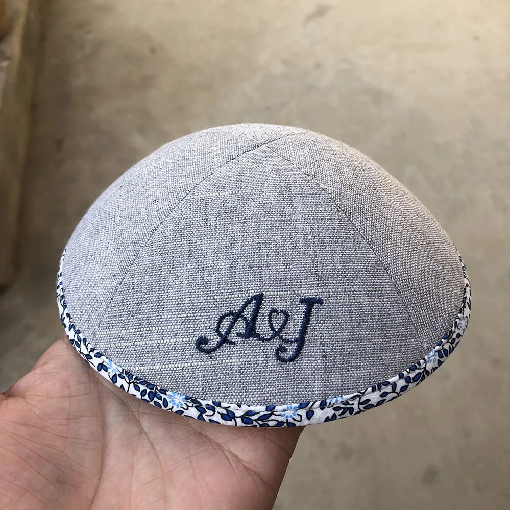 

Light grey heavy linen kippahs for wedding