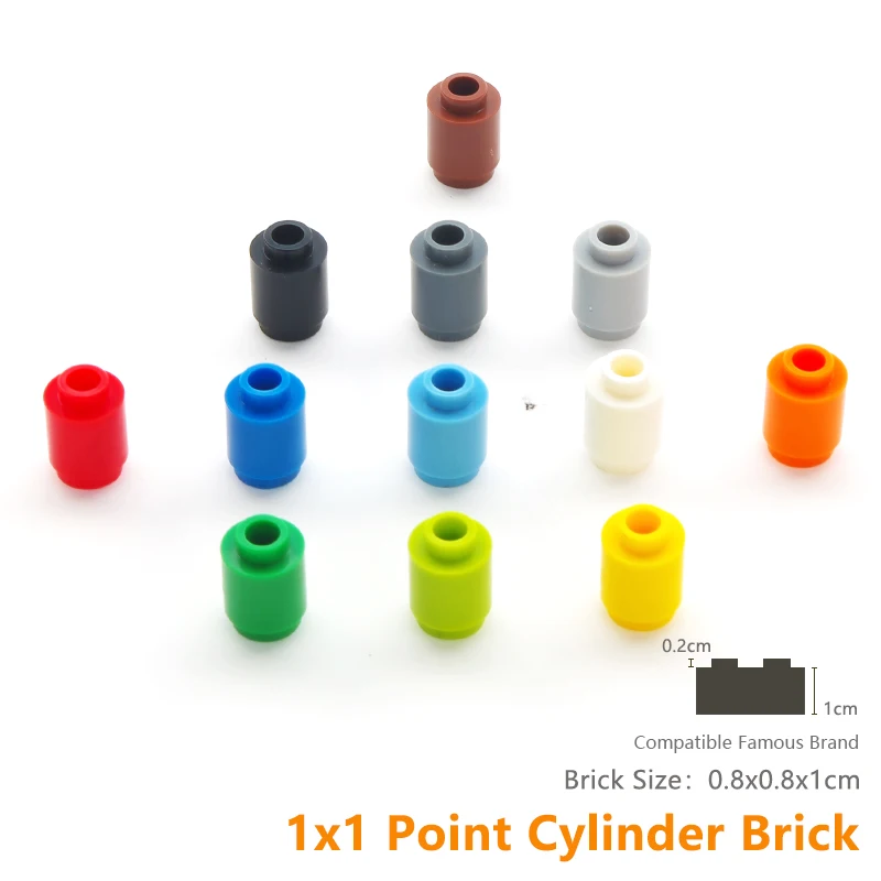 Cylinder Bricks 1X1 Building Blocks Bricks DIY Learning font b Toys b font Compatible With Famous