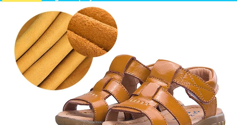 Летние пляжные сандалии для детей; обувь из натуральной кожи с мягкой подошвой для отдыха; детская обувь для маленьких мальчиков; кроссовки