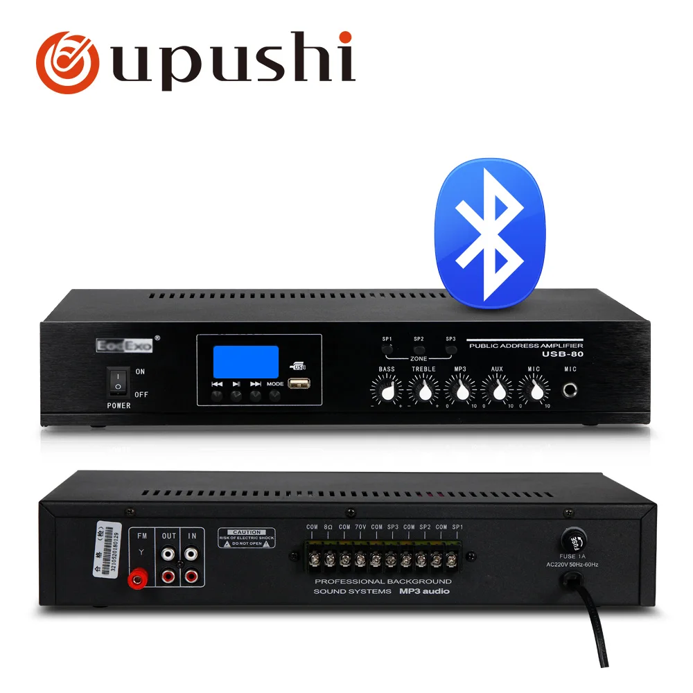 Усилитель звука oupushi 80 Вт bluetooth 3 зоны ПА 100 в плата цифрового усилителя мощности с