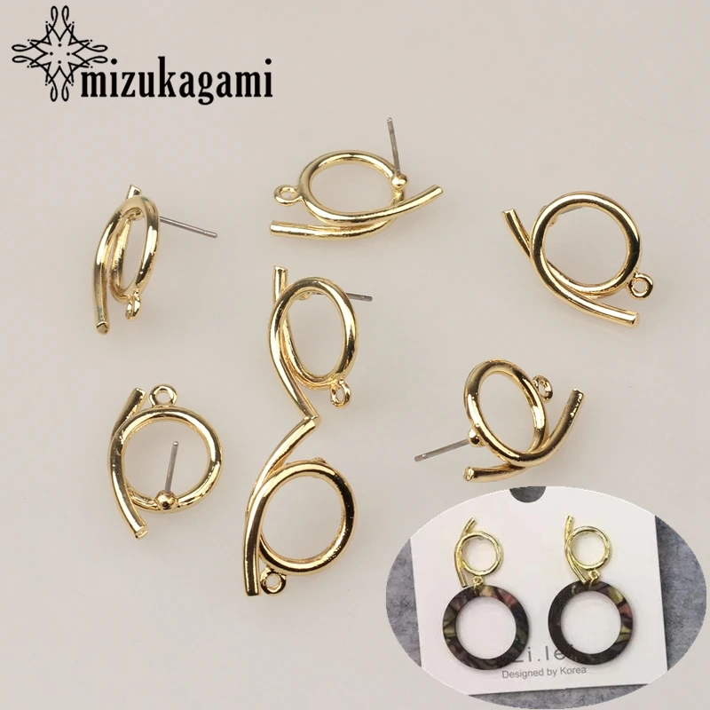 

Zinc Alloy Golden Metal Hollow Simple Round Earrings Base Connectors Linkers 15mm 6pcs/lot For DIY Earrings Jewelry Accessories