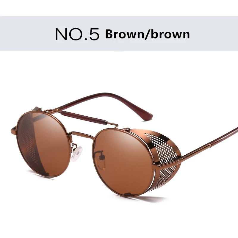 Ретро круглые металлические солнцезащитные очки в стиле стимпанк для мужчин и женщин, роскошные брендовые дизайнерские высококачественные очки Oculos De Sol с защитой от ультрафиолета - Цвет линз: Brown brown