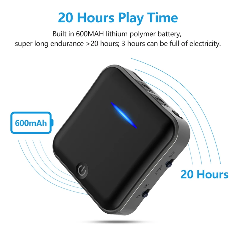 

Bluetooth5.0 Receiver Transmitter Wireless 3.5MM Audio Adapter CSR BC8675 APT-X Low Latency Range 50m for TV PC Smartphones