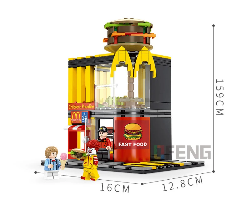 Mcdonald гамбургер Фастфуд Ресторан серии строительные блоки вид на улицу города кирпичи совместимые игрушки-модели Подарочные для детей