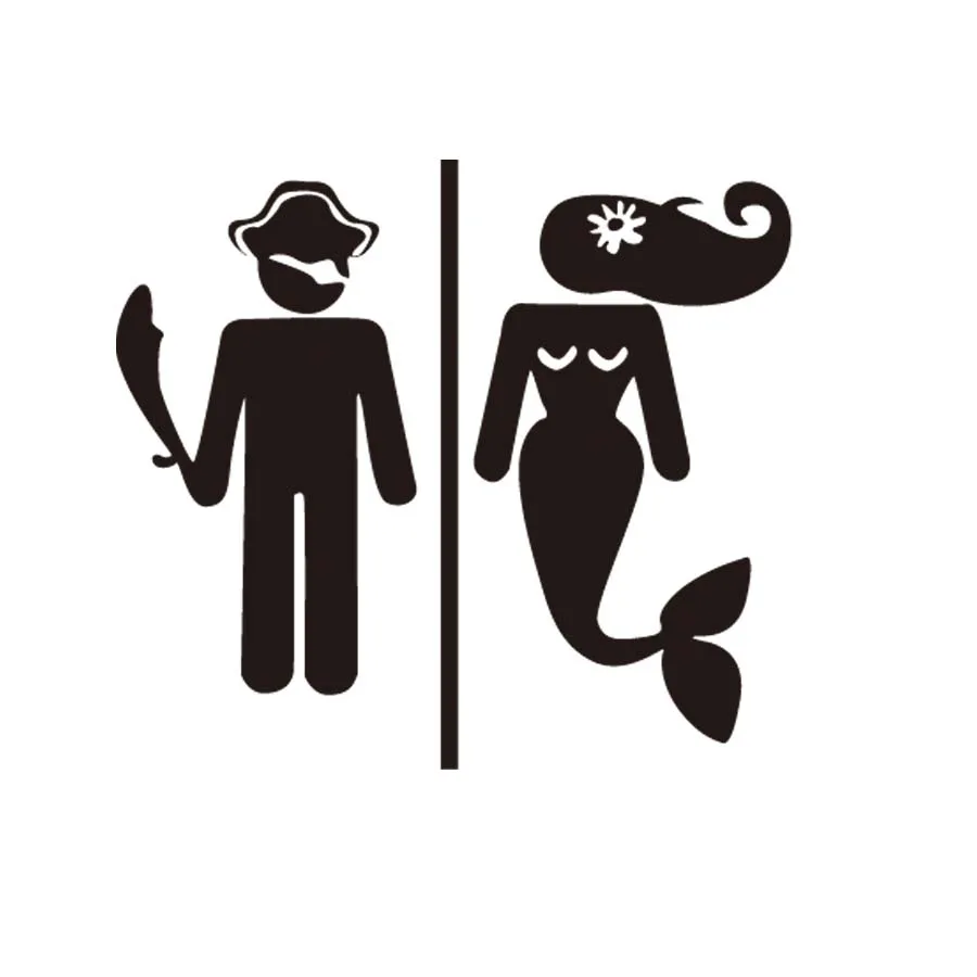 Funny Decals Mermaid Wome Men Door Vinyl Stickers Modern Wall Toilet WC Note Washroom Bathroom Home Decor Art | Дом и сад