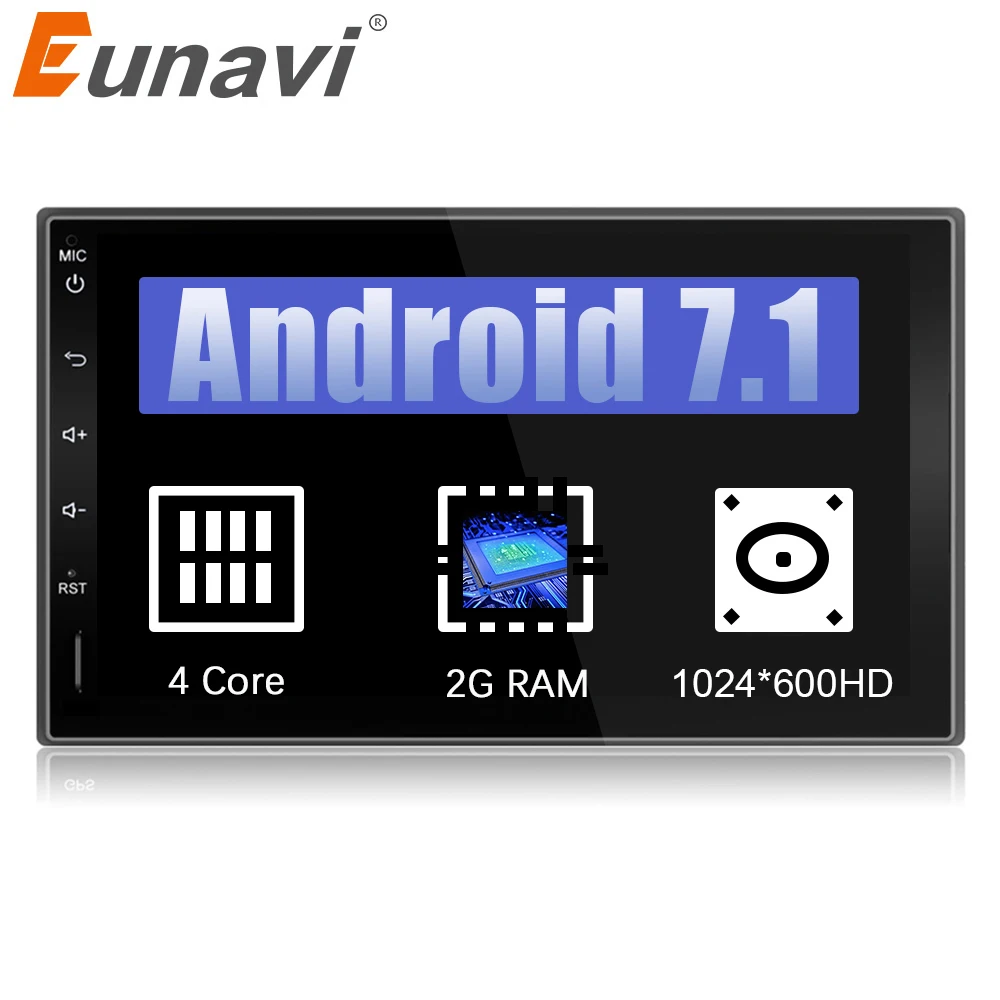 

Eunavi 7" 2 Din Android 8.1 1024*600 HD in dash Car Tap PC Tablet 2din Universal GPS Navigation Radio Stereo Audio Player no cd