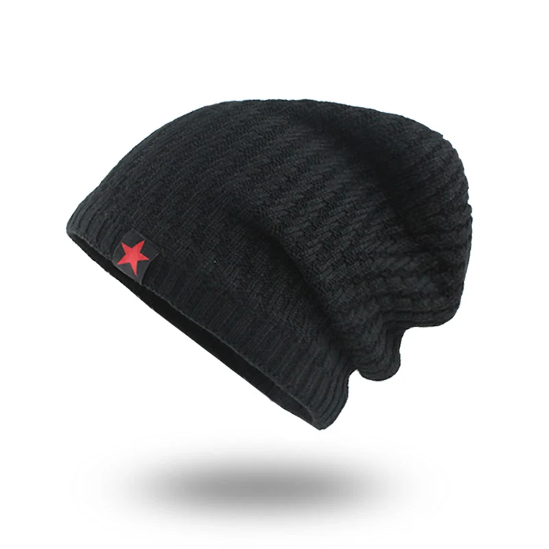 [FLB] Мужская зимняя шапка Skullies, вязаные шапки бини, хлопчатобумажная шапка в стиле хип-хоп, бархатная шапка Rasta, шапка со звездой, шапки для мужчин F18007
