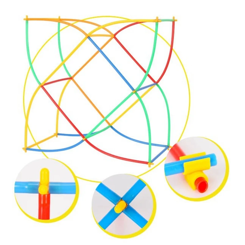 200-300pcs Colorful Plastic Straw Fight Inserted Building Blocks Bricks Educational Assembly Toys Christmas Gift for Children