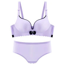 C гладкая поверхность бюстгальтера сексуальный молодой дамы нижнее белье и трусики установить без оправ с прекрасными bowknots украшения